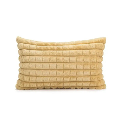 Geometric tufted plush cushion cover mustard & white living room decor