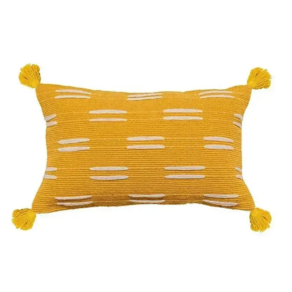 Geometric tufted tassel cushion cover beige & gray living room decor
