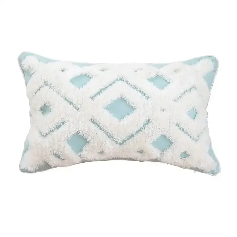 Geometric tufted tassel cushion cover beige & gray living room decor