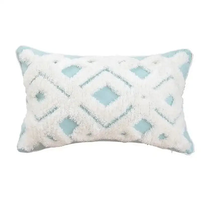 Geometric tufted tassel cushion cover beige & gray living room decor