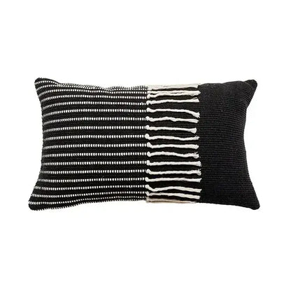 Geometric tufted tassel cushion cover beige & gray living room decor