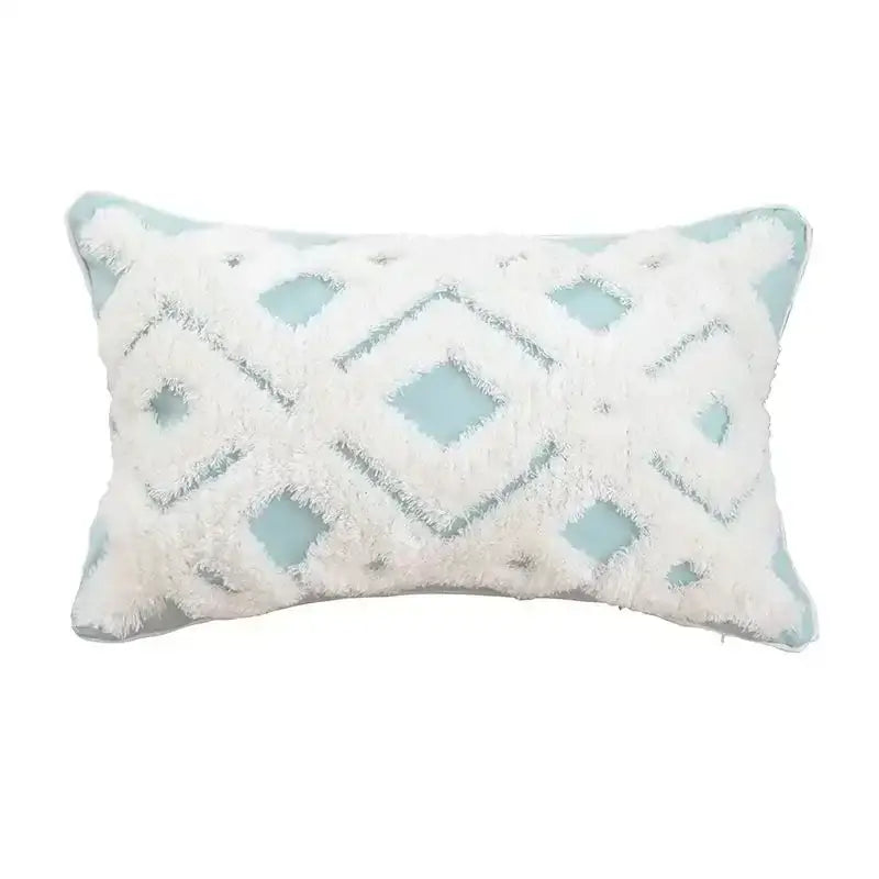 Geometric tufted tassel cushion cover beige & gray living room decor