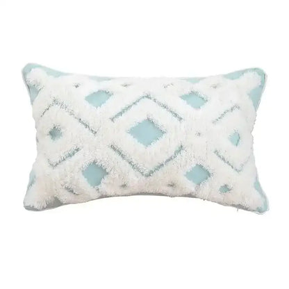 Geometric tufted tassel cushion cover beige & gray living room decor
