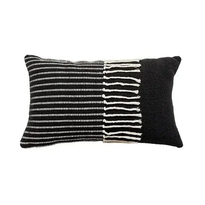 Geometric tufted tassel cushion cover beige & gray living room decor