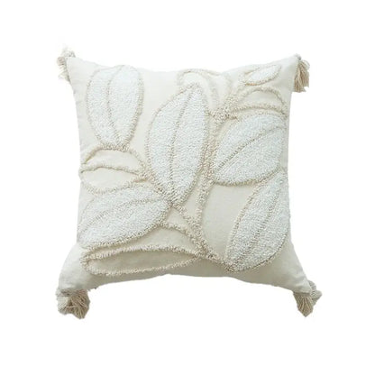 Geometric tufted tassel cushion cover beige & gray living room decor