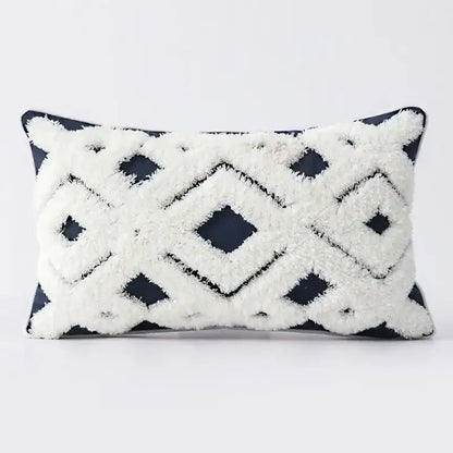 Geometric tufted tassel cushion cover beige & gray living room decor