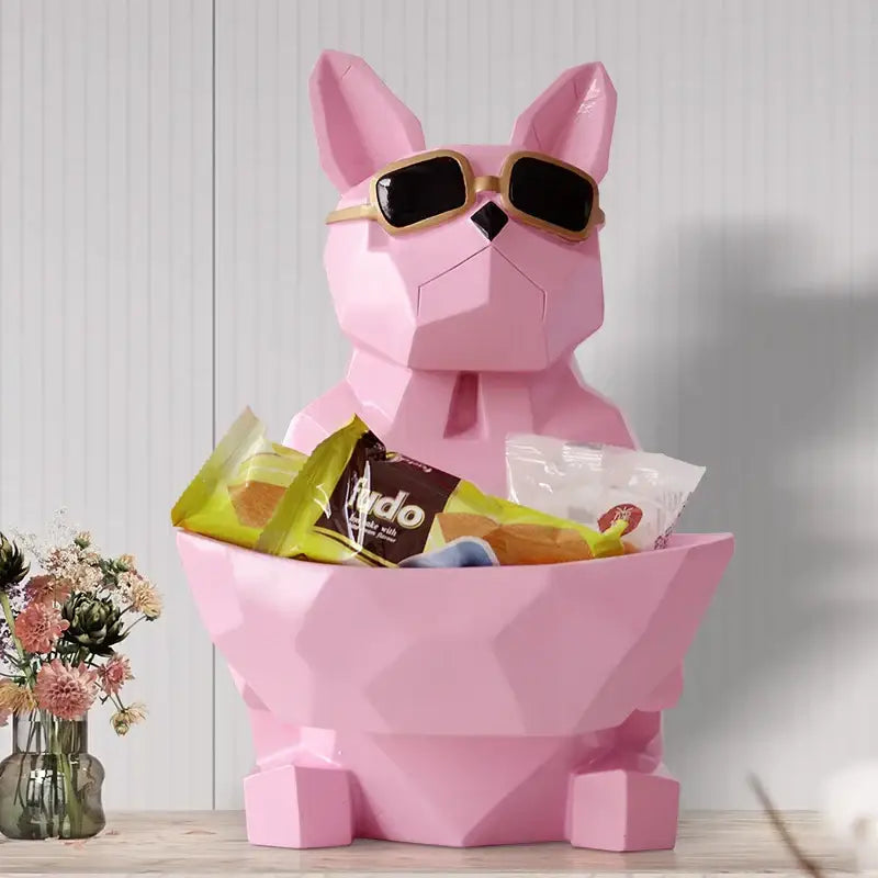 Geometric turquoise french bulldog tissue box holder living room decor