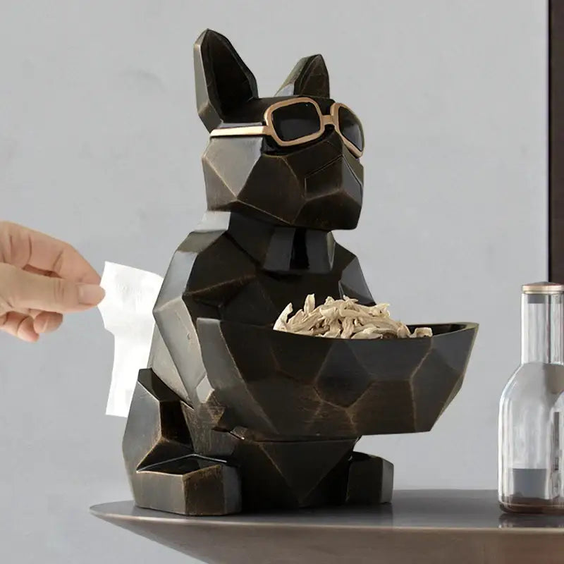Geometric turquoise french bulldog tissue box holder living room decor