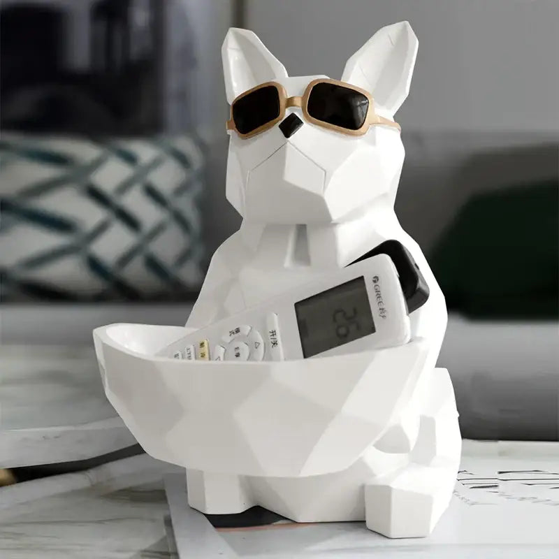 Geometric turquoise french bulldog tissue box holder living room decor