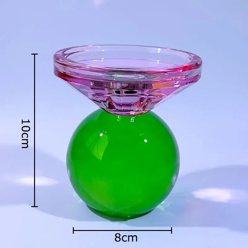Geometric vibrant crystal candle holders dining room faceted glass
