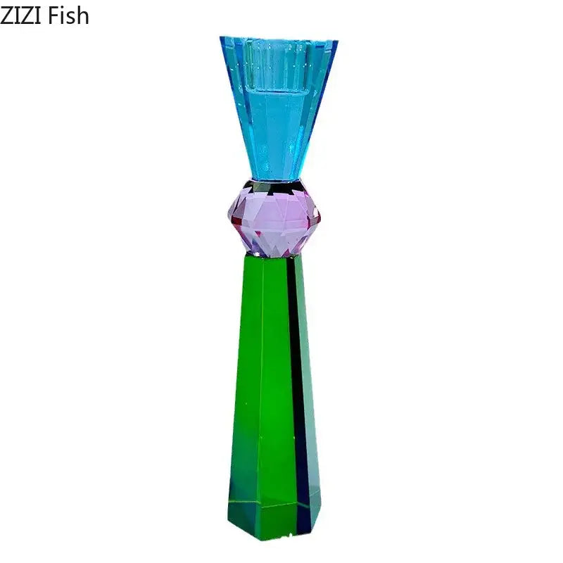 Geometric vibrant crystal candle holders dining room faceted glass