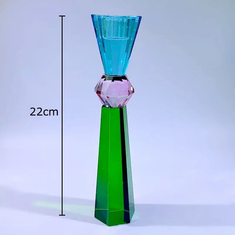 Geometric vibrant crystal candle holders dining room faceted glass