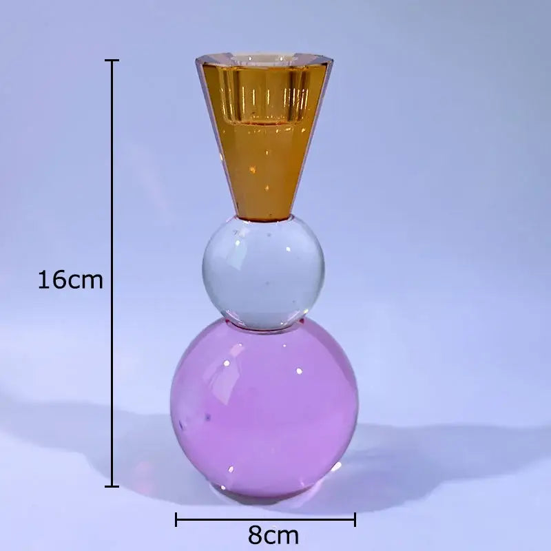 Geometric vibrant crystal candle holders dining room faceted glass