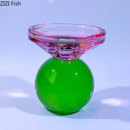 Geometric vibrant crystal candle holders dining room faceted glass