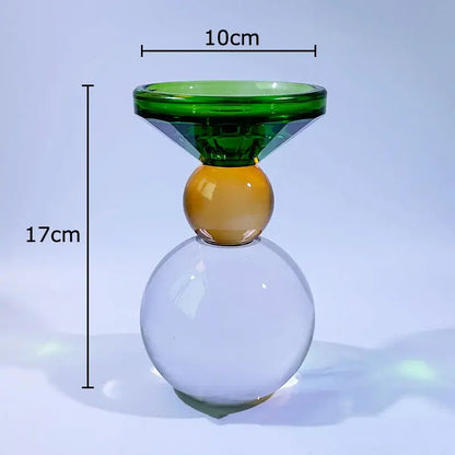 Geometric vibrant crystal candle holders dining room faceted glass