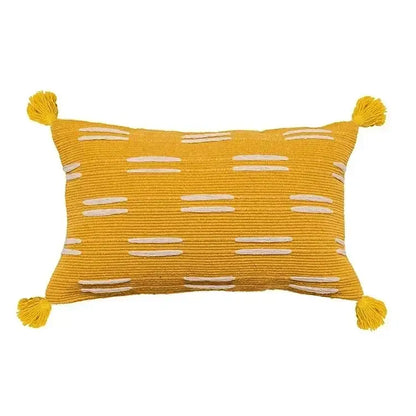 Geometric waves tufted cream pillow covers bedroom textured fringe