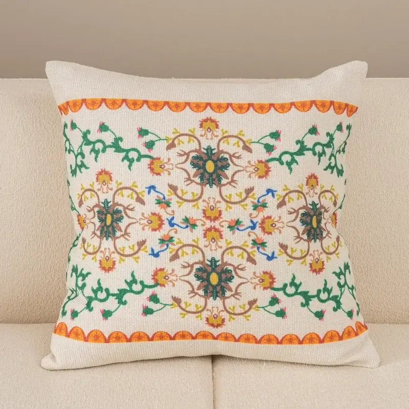 Geometric waves tufted cream pillow covers bedroom textured fringe