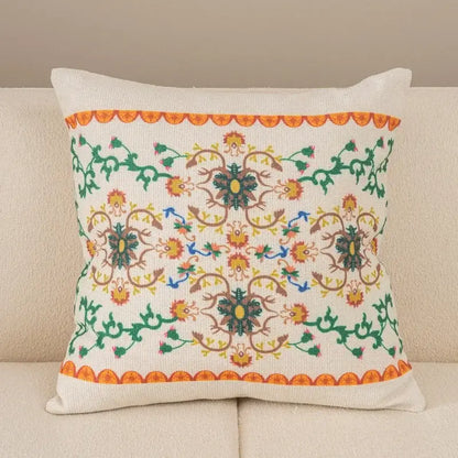 Geometric waves tufted cream pillow covers bedroom textured fringe