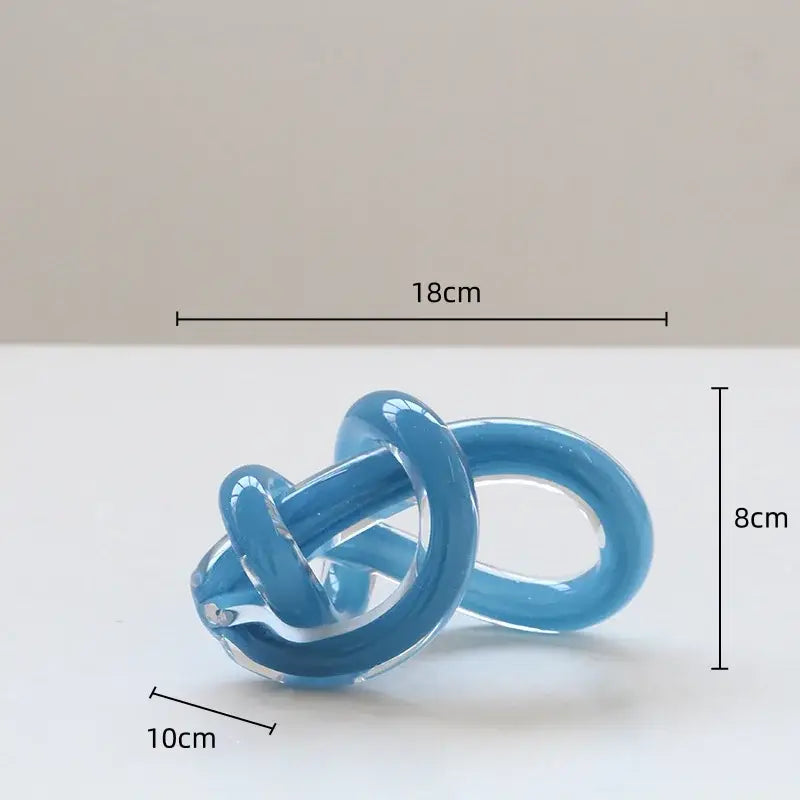 Geometric white glass twine knot sculpture living room decor