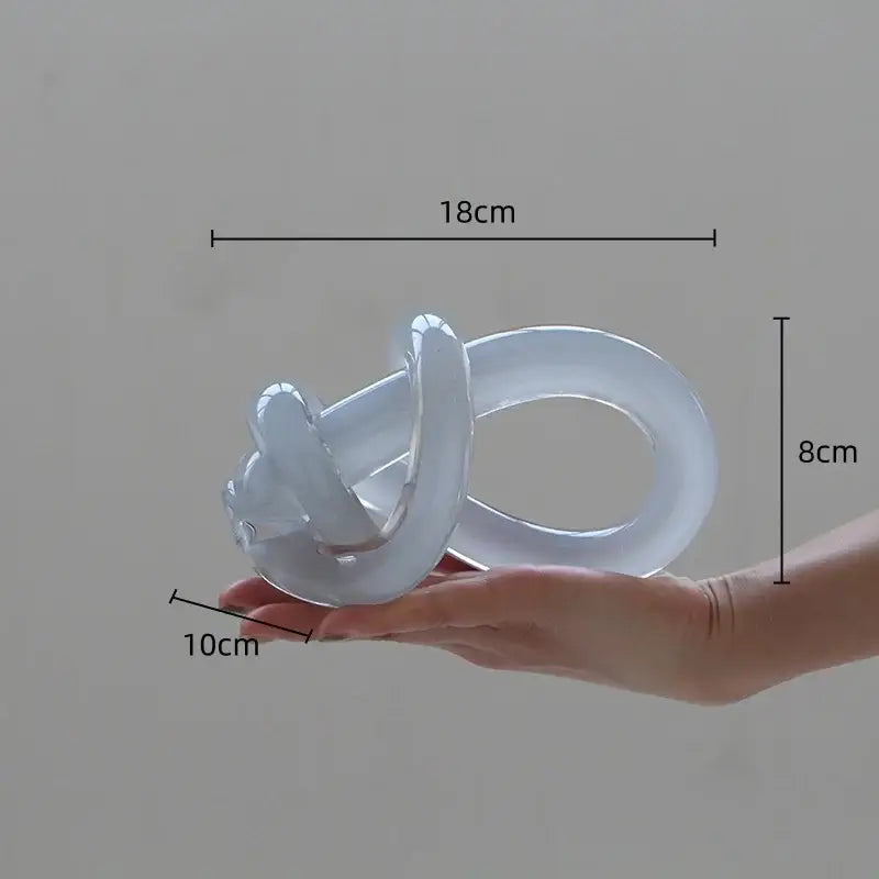 Geometric white glass twine knot sculpture living room decor