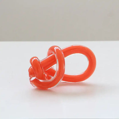 Geometric white glass twine knot sculpture living room decor