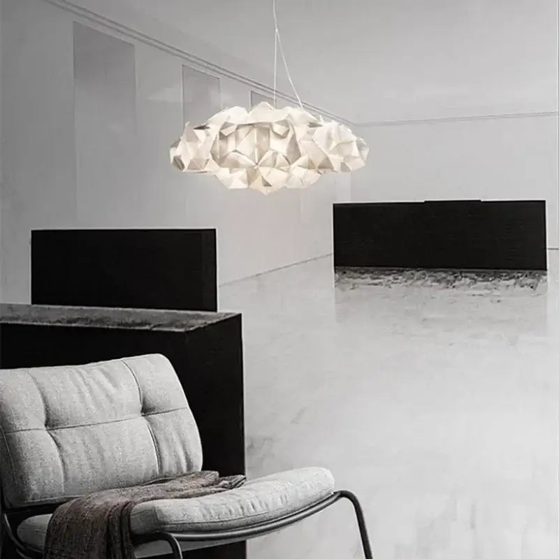 Geometric white gold pendant light bedroom clouds white gold paper