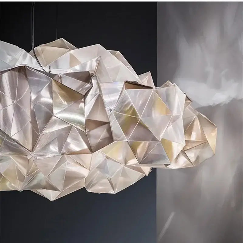 Geometric white gold pendant light bedroom clouds white gold paper