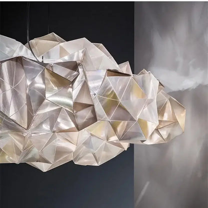 Geometric white gold pendant light bedroom clouds white gold paper