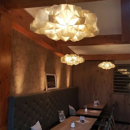 Geometric white gold pendant light bedroom clouds white gold paper