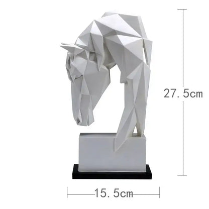 Geometric white horse ornaments living room minimalist sculpture