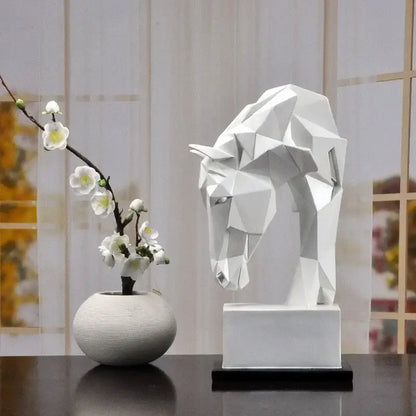Geometric white horse ornaments living room minimalist sculpture
