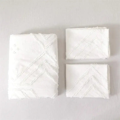 Geometric white quilted duvet cover set bedroom bedding