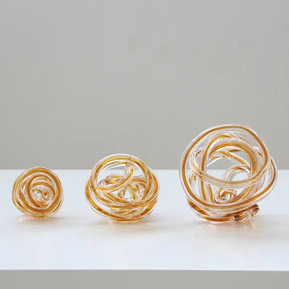 Geometric wound glass twine sphere amber & clear living room decor