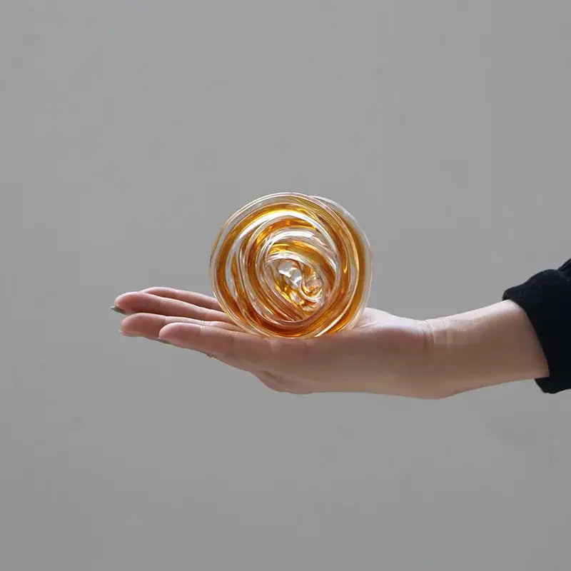 Geometric wound glass twine sphere amber & clear living room decor