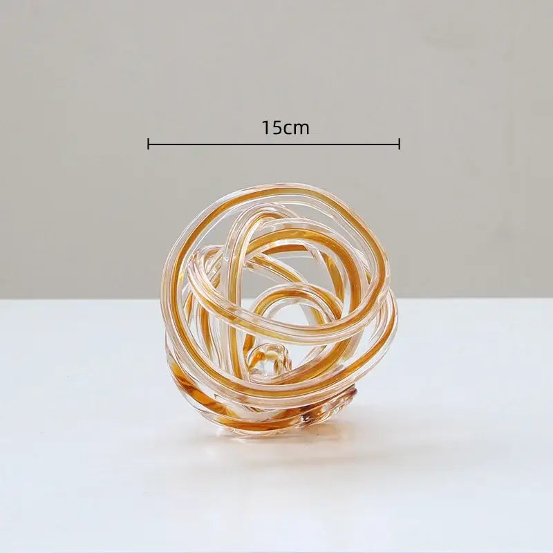 Geometric wound glass twine sphere amber & clear living room decor
