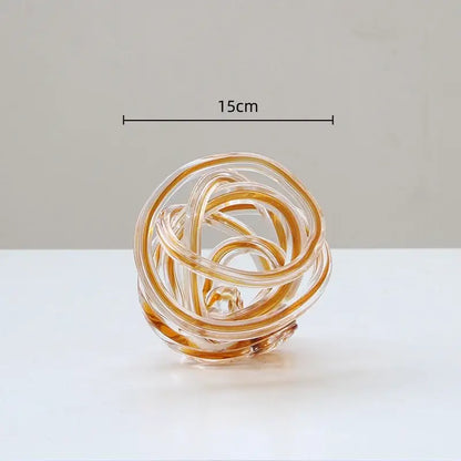 Geometric wound glass twine sphere amber & clear living room decor
