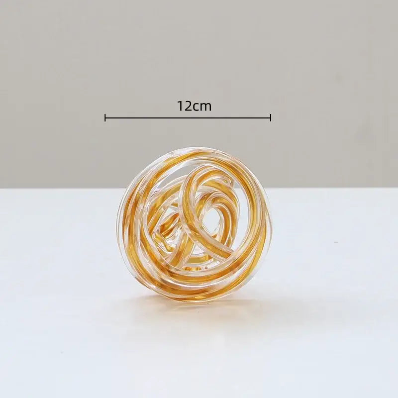 Geometric wound glass twine sphere amber & clear living room decor