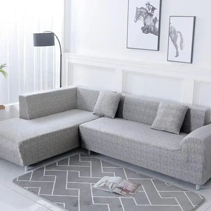 Geometric yellow & gray stretch sofa cover living room couch protector