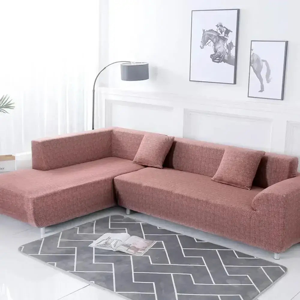 Geometric yellow & gray stretch sofa cover living room couch protector
