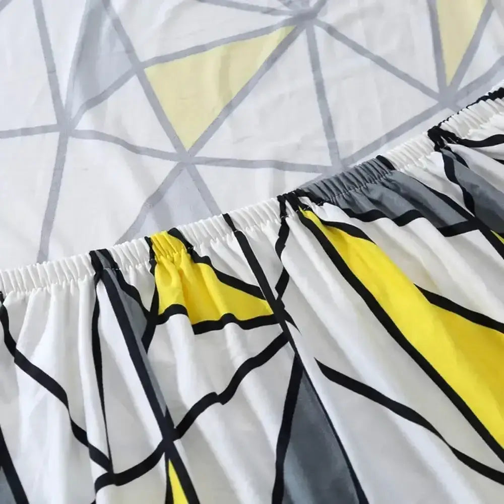 Geometric yellow & gray stretch sofa cover living room couch protector