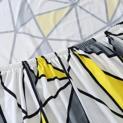 Geometric yellow & gray stretch sofa cover living room couch protector