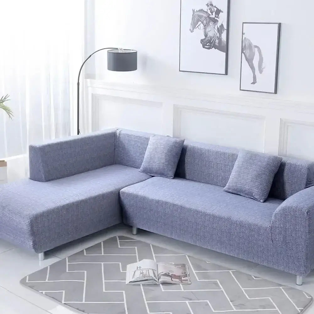 Geometric yellow & gray stretch sofa cover living room couch protector