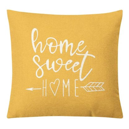 Geometric yellow linen pillow cover set living room autumnal decor