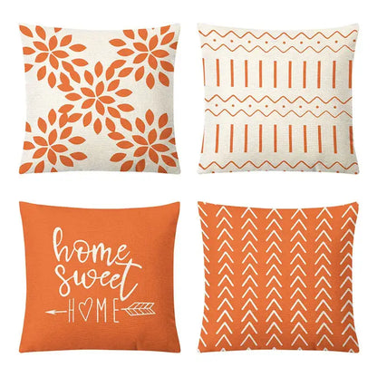 Geometric yellow linen pillow cover set living room autumnal decor