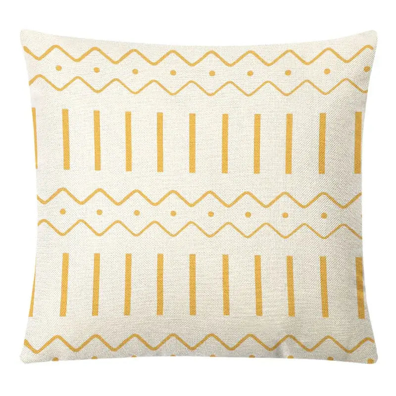 Geometric yellow linen pillow cover set living room autumnal decor