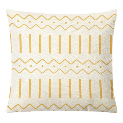 Geometric yellow linen pillow cover set living room autumnal decor