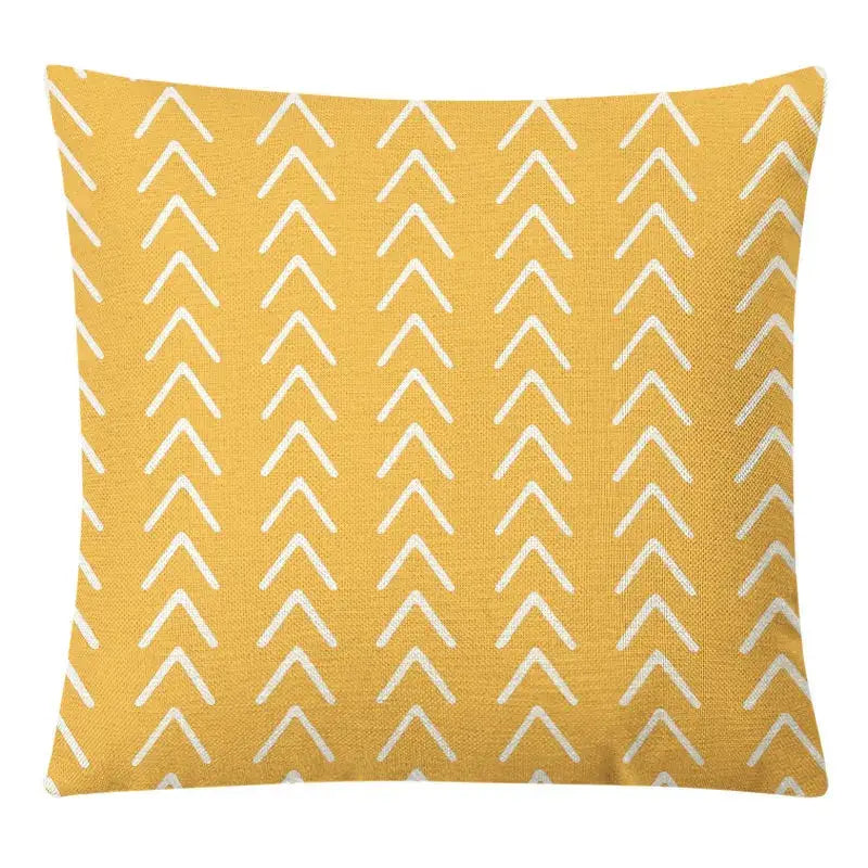 Geometric yellow linen pillow cover set living room autumnal decor