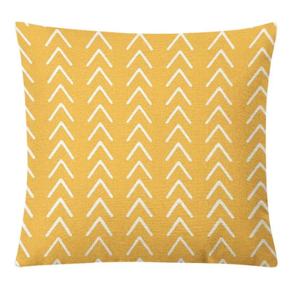 Geometric yellow linen pillow cover set living room autumnal decor