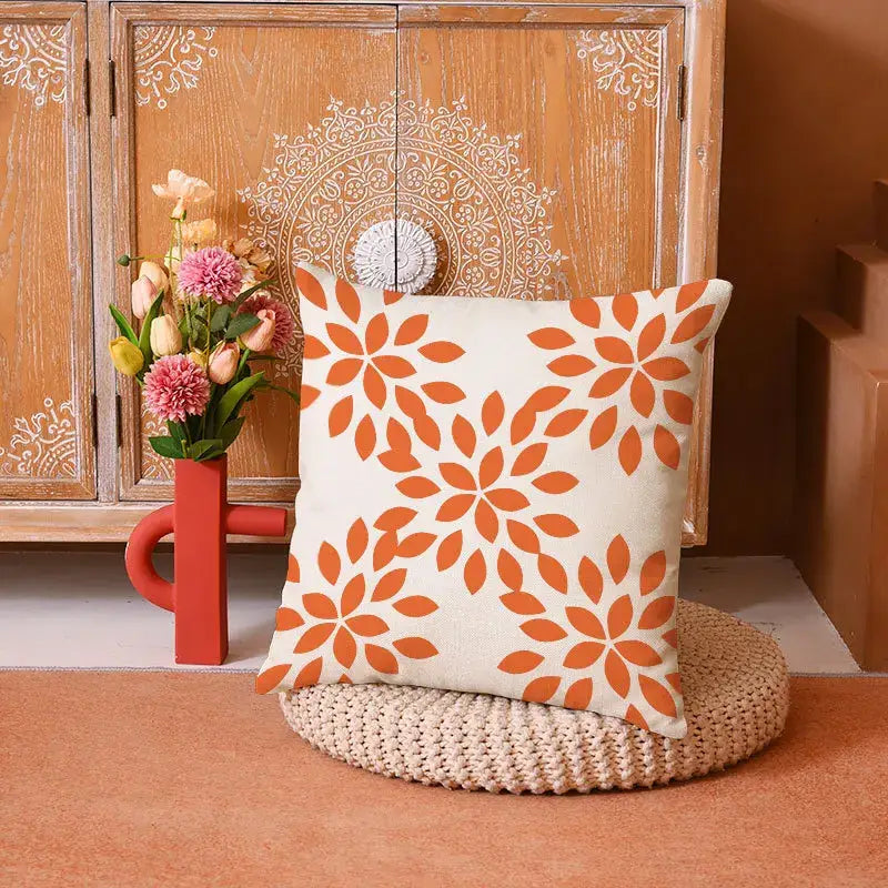 Geometric yellow linen pillow cover set living room autumnal decor