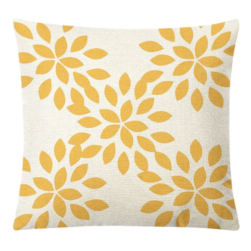 Geometric yellow linen pillow cover set living room autumnal decor